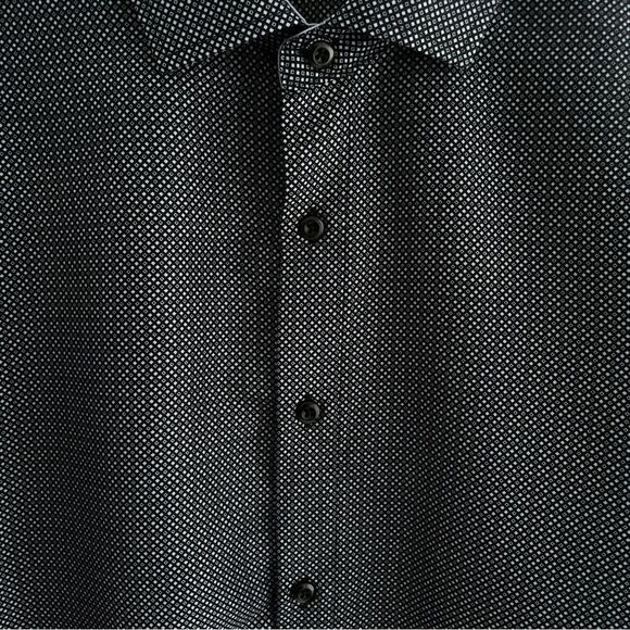 Mens Microfiber Black/White Dot Print Long Sleeve Button Down Shirt Size Medium - Picture 3 of 10